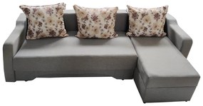 Coltar extensibil Teodor, 3 locuri, 3 perne, material textil, gri,  reversibil, lada depozitare