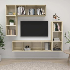 vidaXL Set dulap TV, 4 piese, stejar sonoma, lemn prelucrat