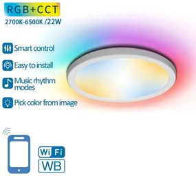 Plafonieră LED RGBW dimabilă Aigostar LED/22W/230V 2700-6500K Wi-Fi