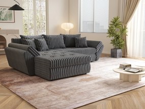 Colțar extensibil dumonde cu ladă de depozitare si sezut confortabil din spuma high-density, Loana Ambience Grey 270x185 cm