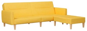 Canapea pat cu 2 locuri, cu taburet, galben, textil Galben, Cu suport de picioare