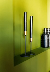 Set două sfeşnice, negru/auriu, ARLOB