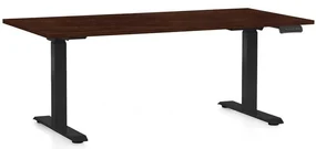 Masă înălțime reglabilă OfficeTech D, 160 x 80 cm, picioare negre, wenge