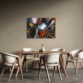 Tablou pe sticlă cu linguri cu condimente (70x50 cm)