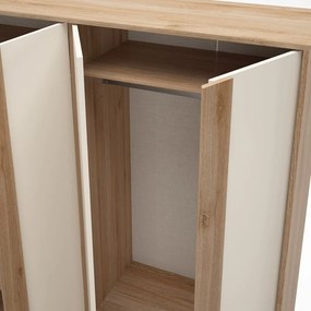 Șifonier crem/în culoare naturală cu aspect de lemn de stejar 180x197,5x53 cm Dennis – Marckeric