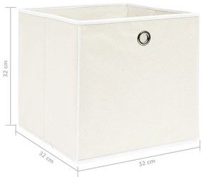 Cutii depozitare, 4 buc., alb, 32x32x32 cm, textil 4, 1, Alb fara capace, 4