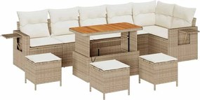 vidaXL Set de canapele pentru grădină 10 pcs Bej poliratan
