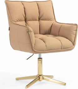 HR560CROSS Scaun Caramel Piele Ecologica Premium Soft cu Bază Aurie