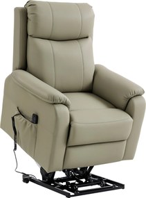 HOMCOM Fotoliu Electric cu Funcție de Ridicare Rabatabil 170° din Piele Ecologică Respirabilă cu 2 Motoare, Telecomandă, 4 Roți, Frână, Suport Picioare, Buzunare Laterale, Crem | Aosom Romania