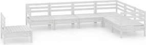 vidaXL Set mobilier de grădină, 7 piese, alb, lemn masiv de pin