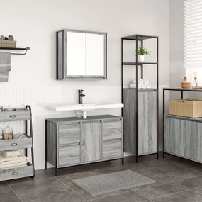Set de mobilier pentru baie 2 piese vidaXL Gri Sonoma din lemn prelucrat