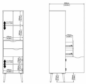 Raft cu polițe Retro II, alb / stejar sonoma