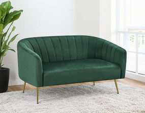 Canapea de design cu 2 locuri, ţesătură Velvet verde închis/gold crom-auriu, BAGY