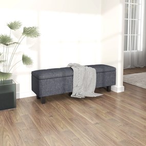 HOMCOM Bancă tapițată cu spațiu de depozitare, cu picioare din lemn de cauciuc, pentru living, dormitor, hol, Gri închis | Aosom Romania