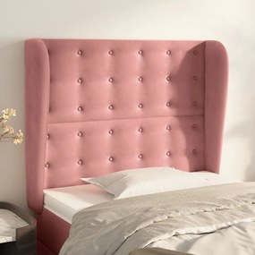 3118431 vidaXL Tăblie de pat cu aripioare, roz, 93x23x118/128 cm, catifea