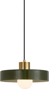Lampă suspendată retro alamă cu verde pentru sistem de șină monofazat - Iconic Jina