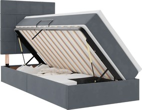 vidaXL Pat cu saltea și LED cu saltea Gri închis 90 x 200 cm Catifea