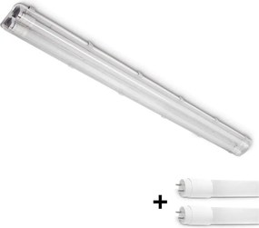 Brilagi - LED Tech. corp de iluminat pentru tuburi fluorescente OPTIMA T8, 2x soclu G13 pentru 18 W, 230 V, 4000 K, IP65, 128 cm