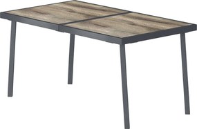Outsunny Masă de Patio, Masă de Balcon, Masă de Dining pentru Exterior 145 x 85 cm pentru 6 Persoane cu Efect de Lemn, Cadrul din Oțel, Gri | Aosom Romania