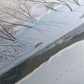 Tablou - Vulpe în peisaj de iarnă (cu ceas) (90x30 cm)