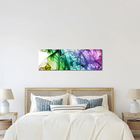 Tablou - fum colorat (cu ceas) (90x30 cm)