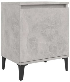 805841 vidaXL Noptieră cu picioare metalice, gri beton, 40x30x50 cm