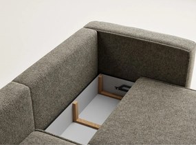 Colțar maro extensibil/cu spațiu de depozitare cu tapițerie din chenille (cu colț pe partea stângă/cu șezlong) Velto – Maison de Rêve