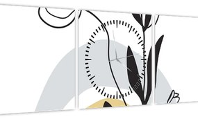 Tablou - Flori într-o vază N⁰1 (cu ceas) (90x30 cm)