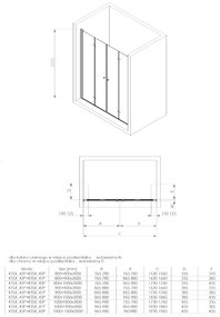 Cabina dus neagra formata din 2 usi rabatabile, 160x200 cm, Keria Plus, Deante