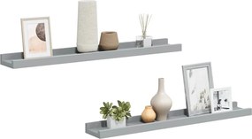 vidaXL Rafturi rame foto cu bordură, 2 buc., gri, 60 x 9 x 3 cm, MDF