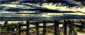 Tablou cu curcubeu deasupa mării (120x50 cm)