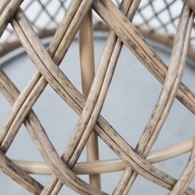 Outsunny Masă de cafea Boho design, placă de sticlă, PE-Rattan, 45 cm x 45 cm x 52 cm, Natural | Aosom Romania