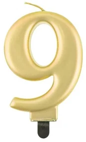 Numere Metallic Lumânare de tort cifră aurie 9