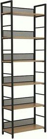Etajera RAW R6, stejar/negru, PAL laminat/metal, 60x28x187 cm