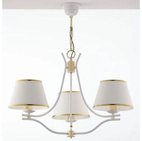 Jupiter 2085 - Candelabru pe lanț SAMBA 3xE27/15W/230V alb/auriu