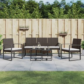 vidaXL Set mobilier de grădină cu perne, 5 piese, maro, PP ratan