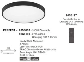 Plafoniera LED moderna design slim PERFECT 60cm negru CCT Dimmable