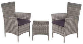 vidaXL Set mobilier bistro, 3 piese, gri, poliratan