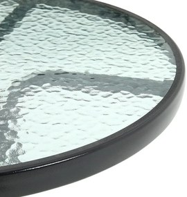 Masa rotunda de gradina cu blat de sticla ISLAND 60 cm, negru