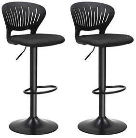 Set 2 scaune bar negre din tesatura si metal, 40x42x85 cm Vasagle