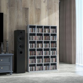 HOMCOM Mobilier de depozitare multimedia 480 CD-uri/312 DVD-uri - bibliotecă din lemn cu rafturi reglabile, 89 x 130,5 cm, gri | Aosom Romania