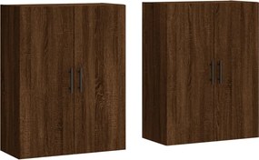 vidaXL Dulapuri montate pe perete, 2 buc, stejar maro, 69,5x34x90 cm