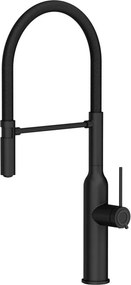 Baterie bucatarie cu pipa flexibila Quadron Unique Q-Line Marilyn finisaj negru carbon