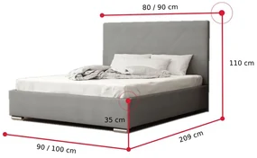 Supermobel Pat single tapițat FOX 5 + somieră + saltea, 90x200, ALASKA 20