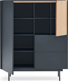 Comodă gri antracit-natural înaltă cu aspect de lemn de stejar 100x120 cm Otto – Teulat