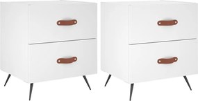 vidaXL Noptiere, 2 buc., alb, 40x35x47,5 cm, lemn compozit
