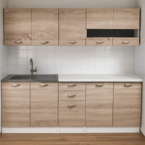 Mobilier de bucătărie, 2 m, stejar sonoma/alb, ANITA NEW