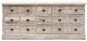 Bufet din lemn de pin, cu 15 sertare, aspect vintage, Chehoma