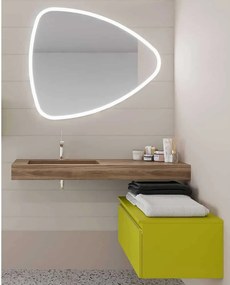 Set lemn masiv alb Mobilier Baie Suspendat Giulia Asimetric Mat Lavoar HPL Bleu