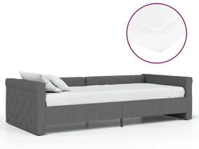 3080323 vidaXL Pat de zi cu saltea și USB, gri închis, 90x200 cm, textil